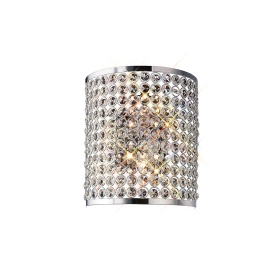 Ava Polished Chrome Crystal Wall Lights Diyas Flush Crystal Wall Lights